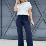 L.T.J Ponte Wide Leg Pants In Navy - Infinity Raine