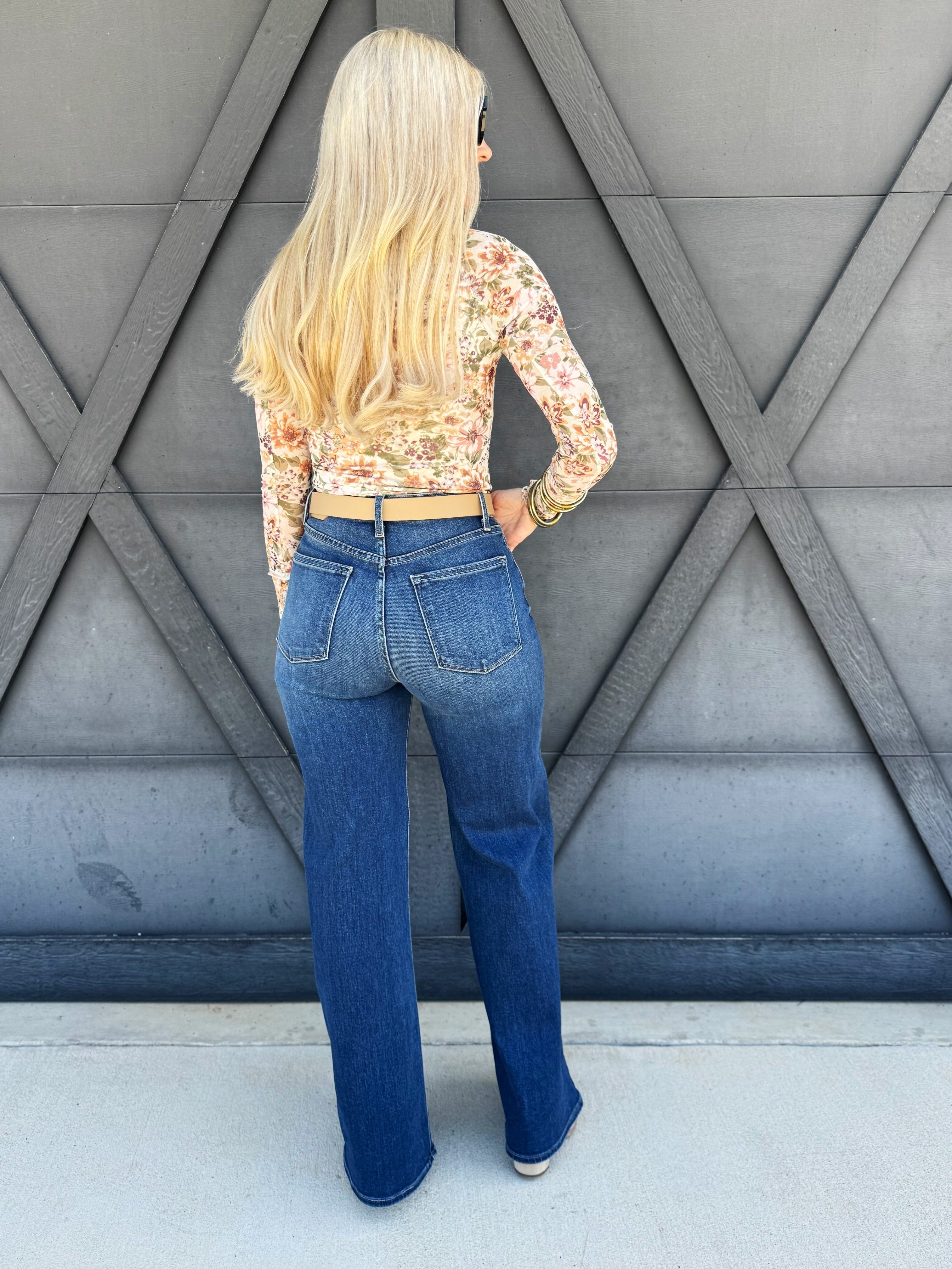 L.T.J. Pipa High Rise Wide Jeans In Dark - Infinity Raine