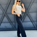 L.T.J Sailor Front Patch Pocket Jeans In Washed Black - Infinity Raine