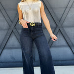 L.T.J Sailor Front Patch Pocket Jeans In Washed Black - Infinity Raine