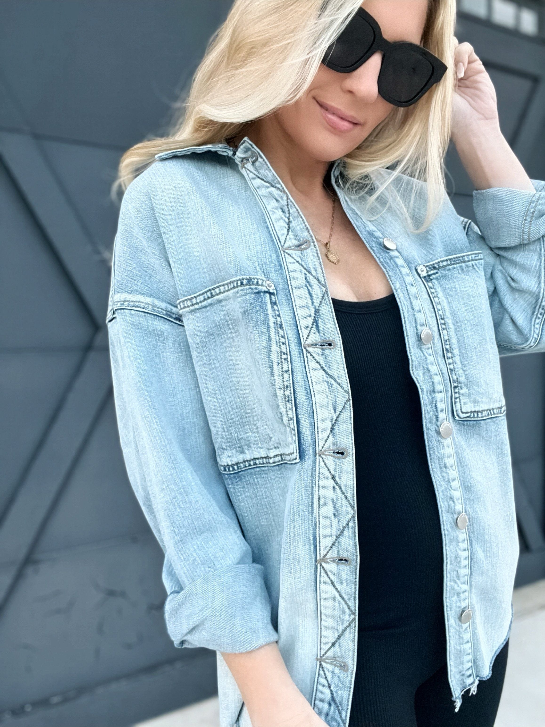 L.T.J Oversized Shacket-Light Denim - Infinity Raine