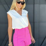 High Waisted Spring Summer Shorts In Candy Pink - Infinity Raine