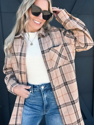 Encore Plaid Shirt-Tan - Infinity Raine