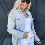 Crinkle Gauze Button Down In Cloud - Infinity Raine