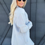 Crinkle Gauze Button Down In Cloud - Infinity Raine