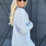 Crinkle Gauze Button Down In Cloud - Infinity Raine