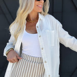 Crinkle Gauze Button Down In White - Infinity Raine