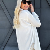 Crinkle Gauze Button Down In White - Infinity Raine