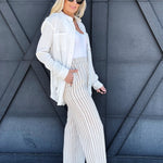 Crinkle Gauze Button Down In White - Infinity Raine