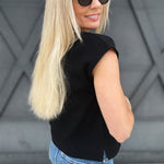 Linen Cap Sleeve Top In Black - Infinity Raine