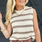 Chunky Stripe Spring Sweater Top In Neutral - Infinity Raine