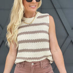 Chunky Stripe Spring Sweater Top In Neutral - Infinity Raine