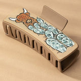 Printed Faux Leather Western Cowboy Hair Claw Clips Multi - Infinity Raine
