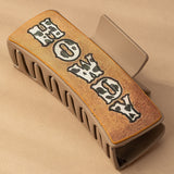 Printed Faux Leather Western Cowboy Hair Claw Clips Multi - Infinity Raine