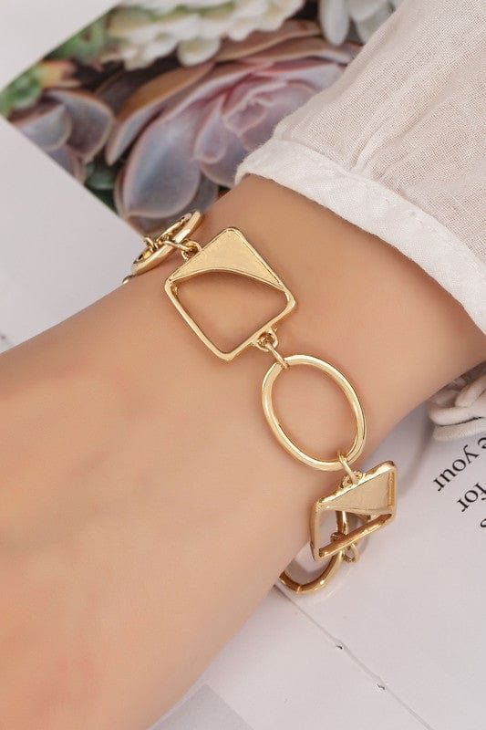 Oval And Rectangle Link Bracelet-Gold - Infinity Raine