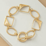 Oval And Rectangle Link Bracelet-Gold - Infinity Raine