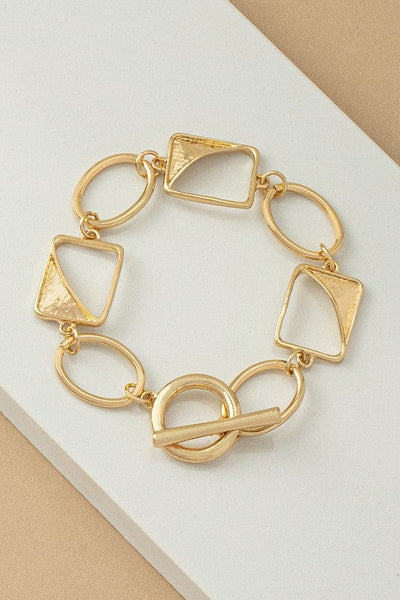 Oval And Rectangle Link Bracelet-Gold - Infinity Raine