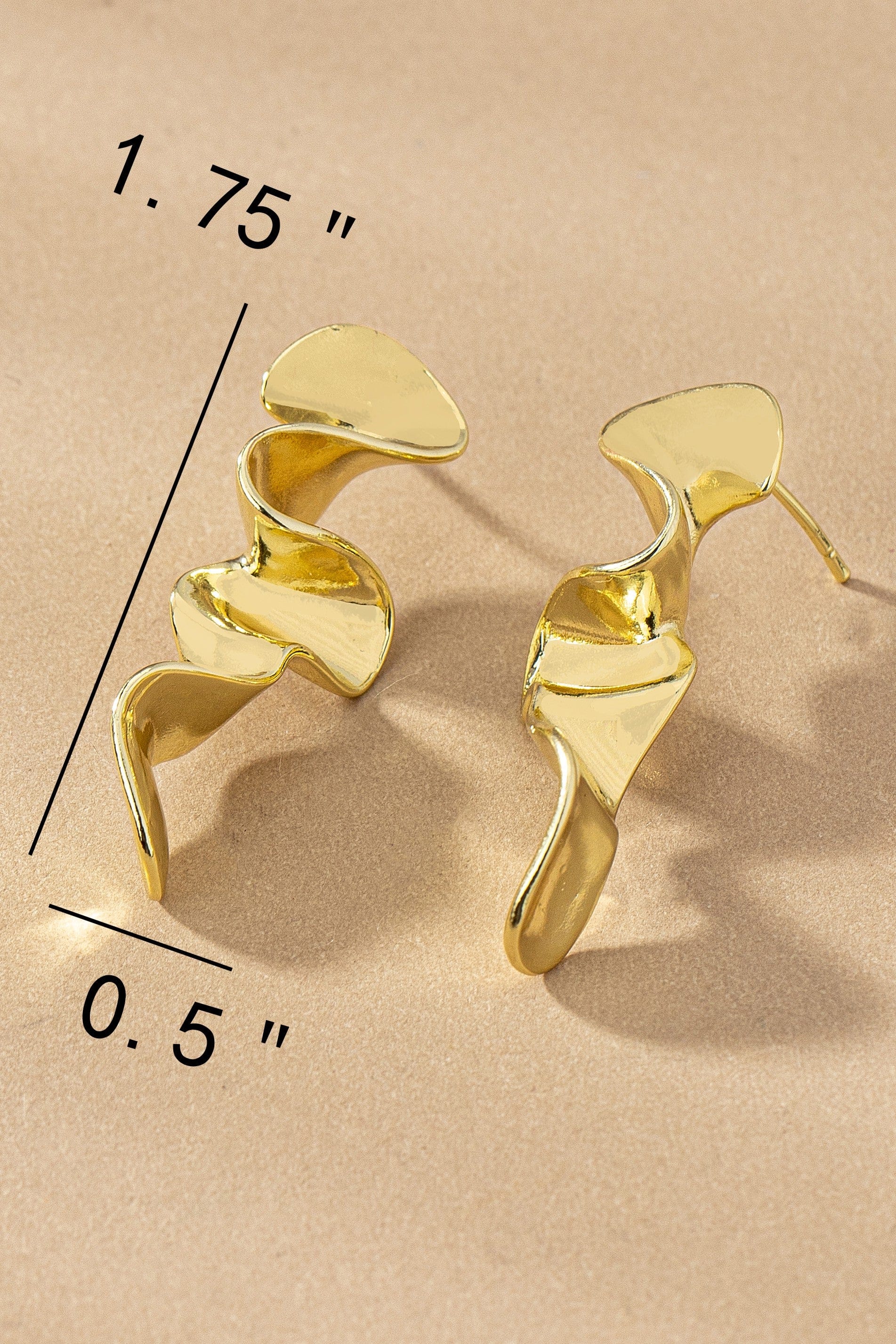 Brass Twisted Ribbon Earrings-Gold - Infinity Raine