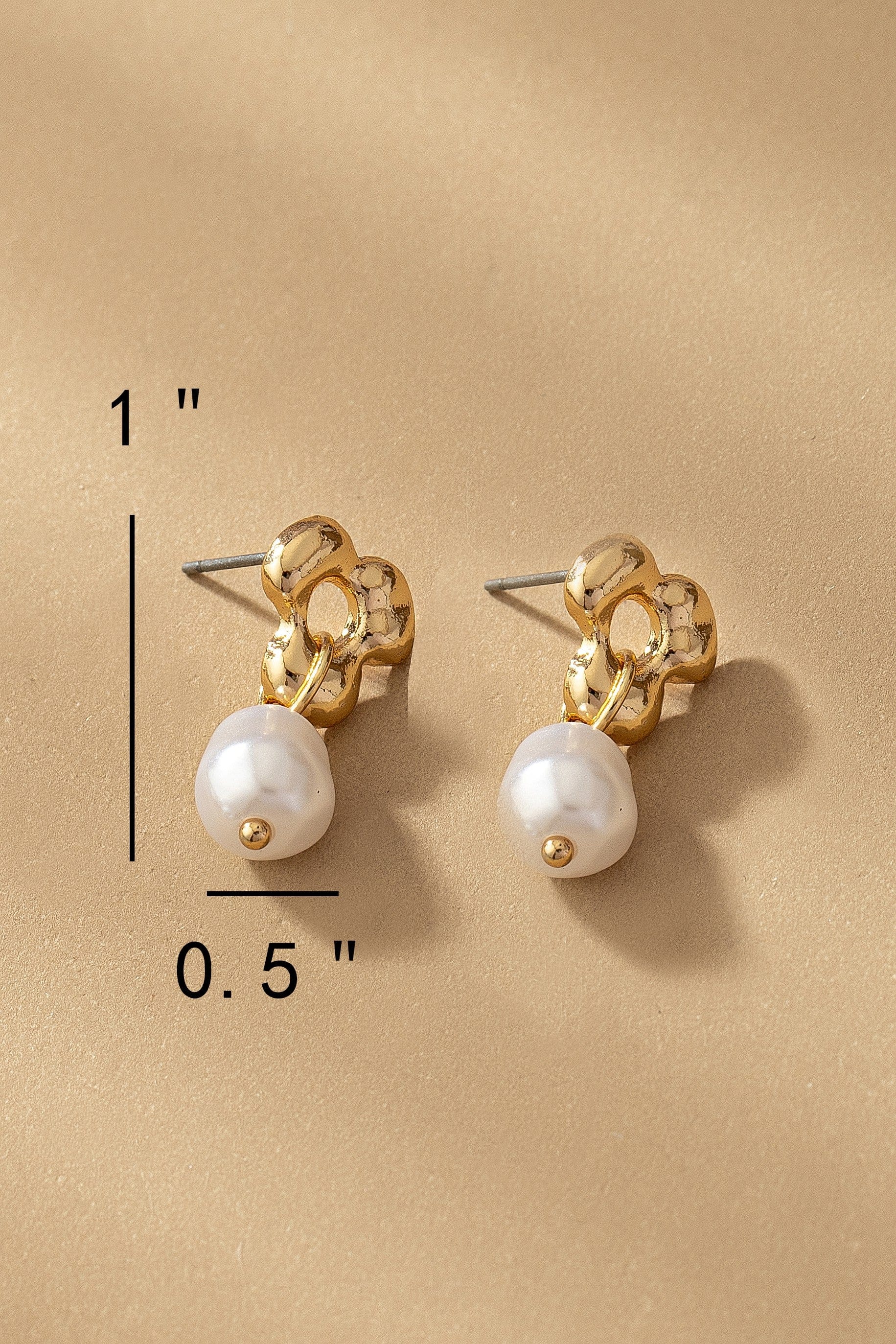 Flower Stud Pearl Drop Earrings-Gold - Infinity Raine