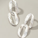 Hammered Chunky Chain Link Drop Earrings-More Colors - Infinity Raine