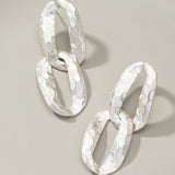 Hammered Chunky Chain Link Drop Earrings-More Colors - Infinity Raine