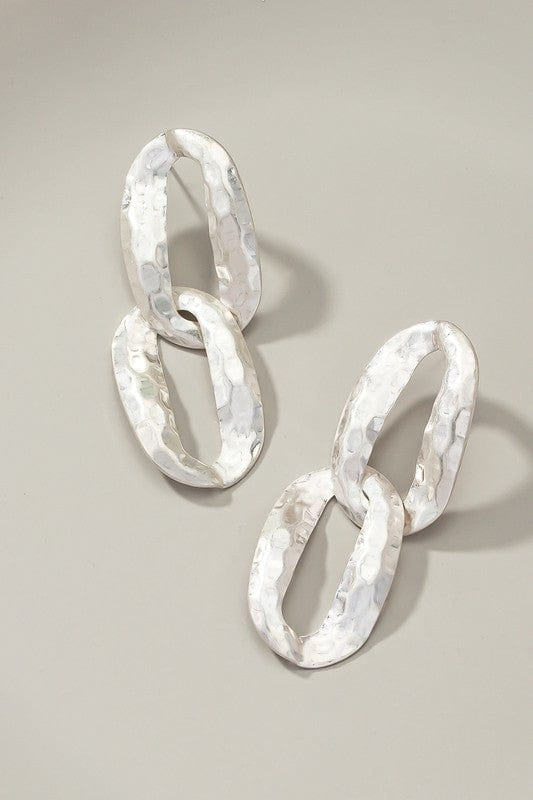 Hammered Chunky Chain Link Drop Earrings-More Colors - Infinity Raine