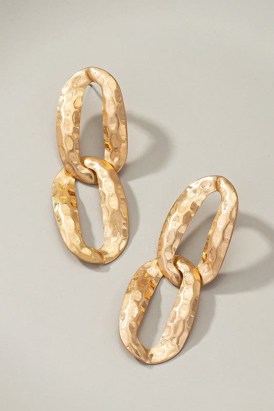 Hammered Chunky Chain Link Drop Earrings-More Colors - Infinity Raine