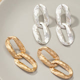 Hammered Chunky Chain Link Drop Earrings-More Colors - Infinity Raine