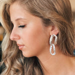 Hammered Chunky Chain Link Drop Earrings-More Colors - Infinity Raine
