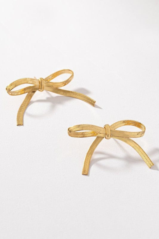 Herrington Chain Bow Tie Earrings-Gold - Infinity Raine