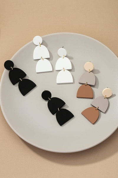 Three Linear Geo Shaped Drop Earrings-More Colors - Infinity Raine