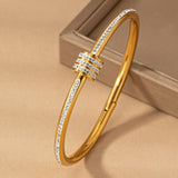 Waterproof Stainless CZ Bangle In Gold - Infinity Raine