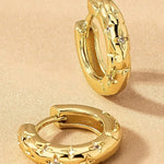 Engraved Star & Rhinestone Huggie Hoop Earrings In Gold - Infinity Raine