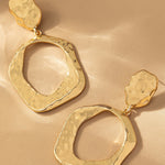 Large Hammered Hoop Drop Earrings In Gold - Infinity Raine
