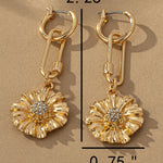 Oval Link Flower Drop Huggie Earrings In Gold - Infinity Raine
