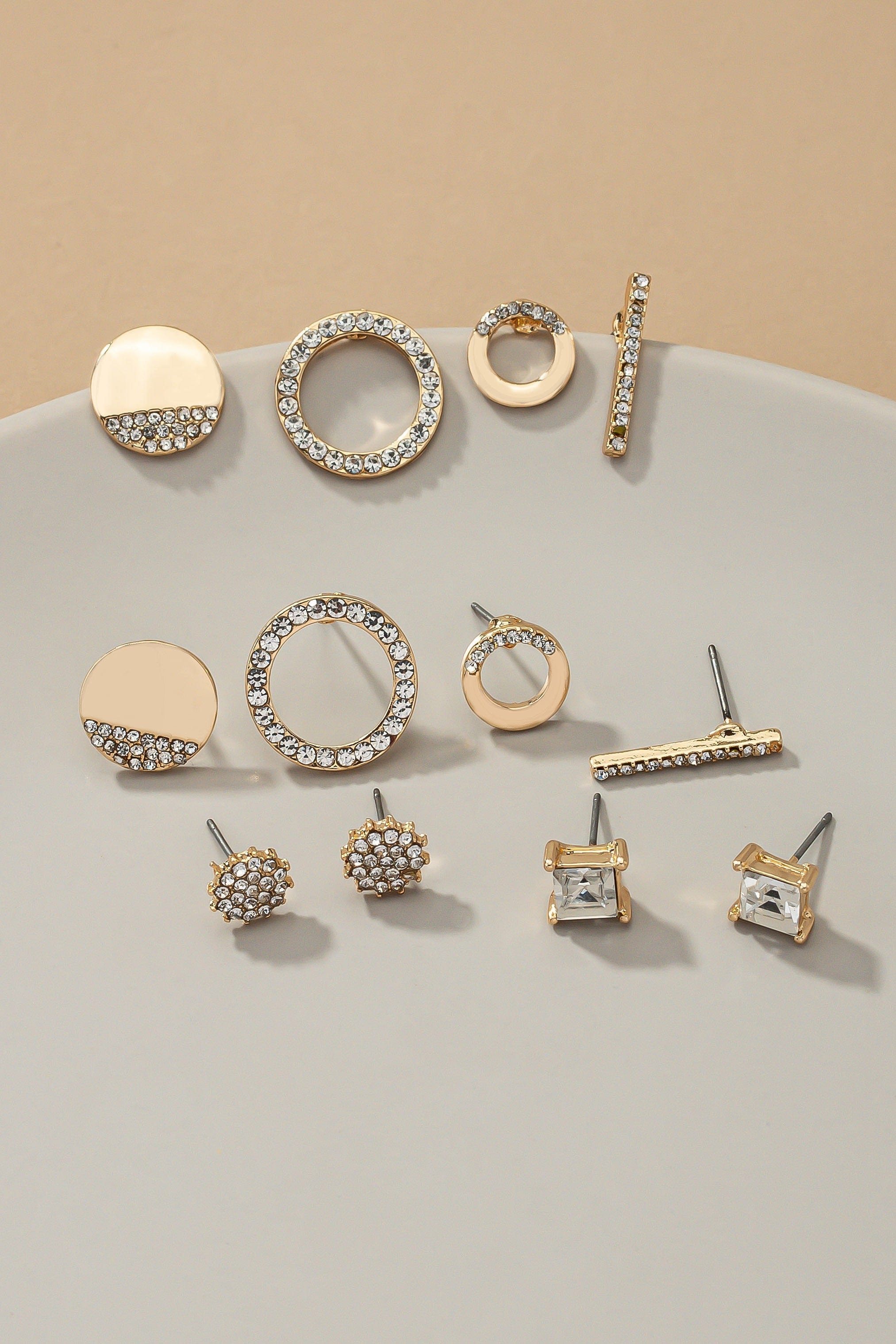 LA3accessories Jewelry - Earrings Stud Geo Earring Set In Gold 39075830