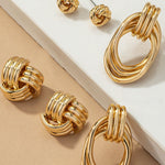 Trio Metal Knot and Hoop Earring Set in Multiple Colors - Infinity Raine