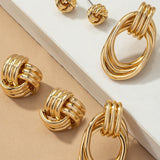 Trio Metal Knot and Hoop Earring Set in Multiple Colors - Infinity Raine