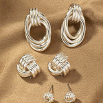 Trio Metal Knot and Hoop Earring Set in Multiple Colors - Infinity Raine