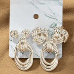Trio Metal Knot and Hoop Earring Set in Multiple Colors - Infinity Raine