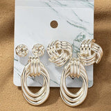 Trio Metal Knot and Hoop Earring Set in Multiple Colors - Infinity Raine