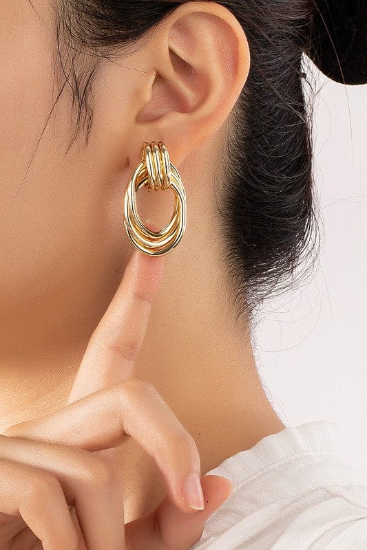 Trio Metal Knot and Hoop Earring Set in Multiple Colors - Infinity Raine