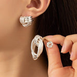 Trio Metal Knot and Hoop Earring Set in Multiple Colors - Infinity Raine