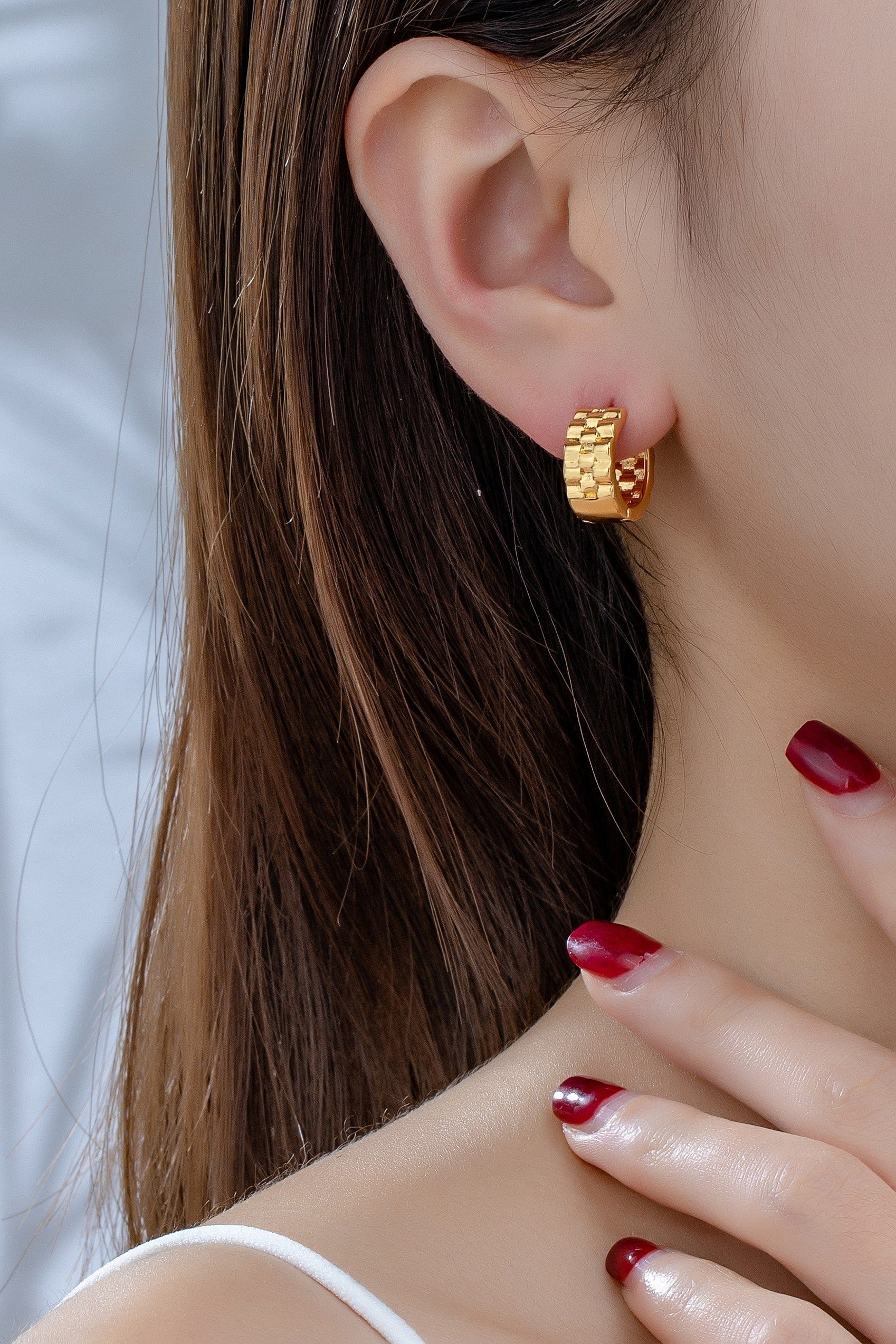 LA3accessories Jewelry - Earrings Water Proof Stainless Watch Band Huggie Earrings In Gold 06512374