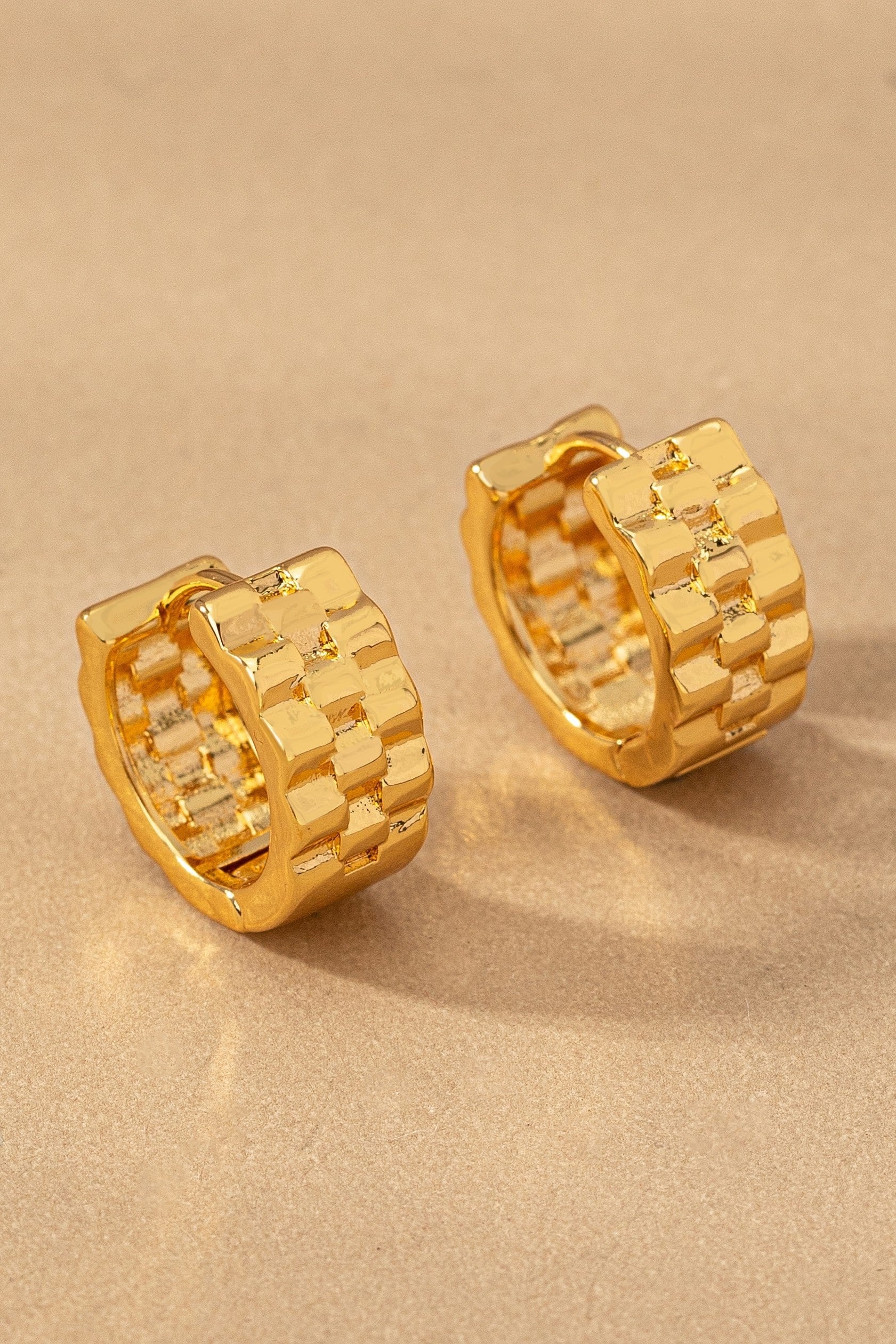 LA3accessories Jewelry - Earrings Water Proof Stainless Watch Band Huggie Earrings In Gold 06512374