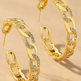 Waterproof Brass Oval Link Chain Hoop With Pave CZ In Gold - Infinity Raine