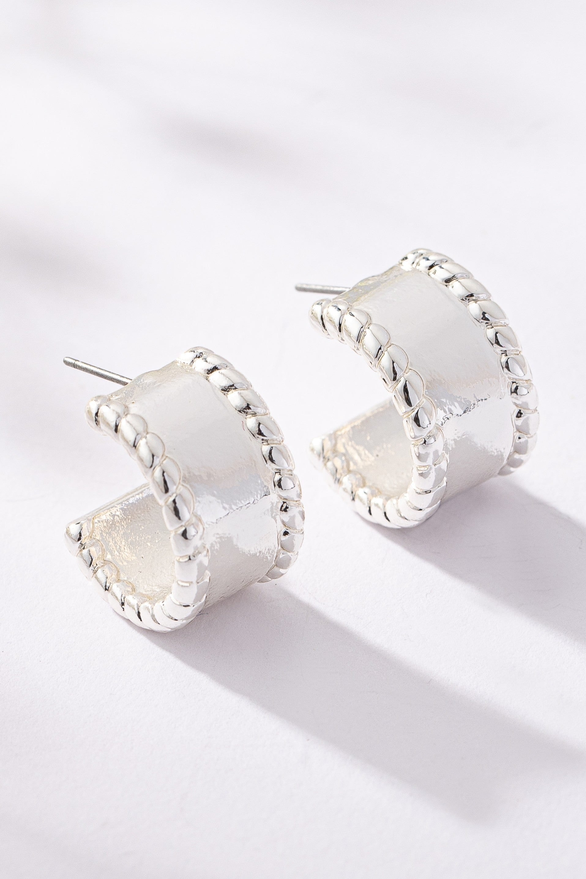 LA3accessories Jewelry - Earrings Wide Textured Huggie Hoops In Multi