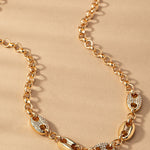 Chain And Pave Marina Links Necklace In Gold - Infinity Raine
