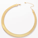 Flat Wide Snake Chain Tapered Choker Necklace In Gold - Infinity Raine