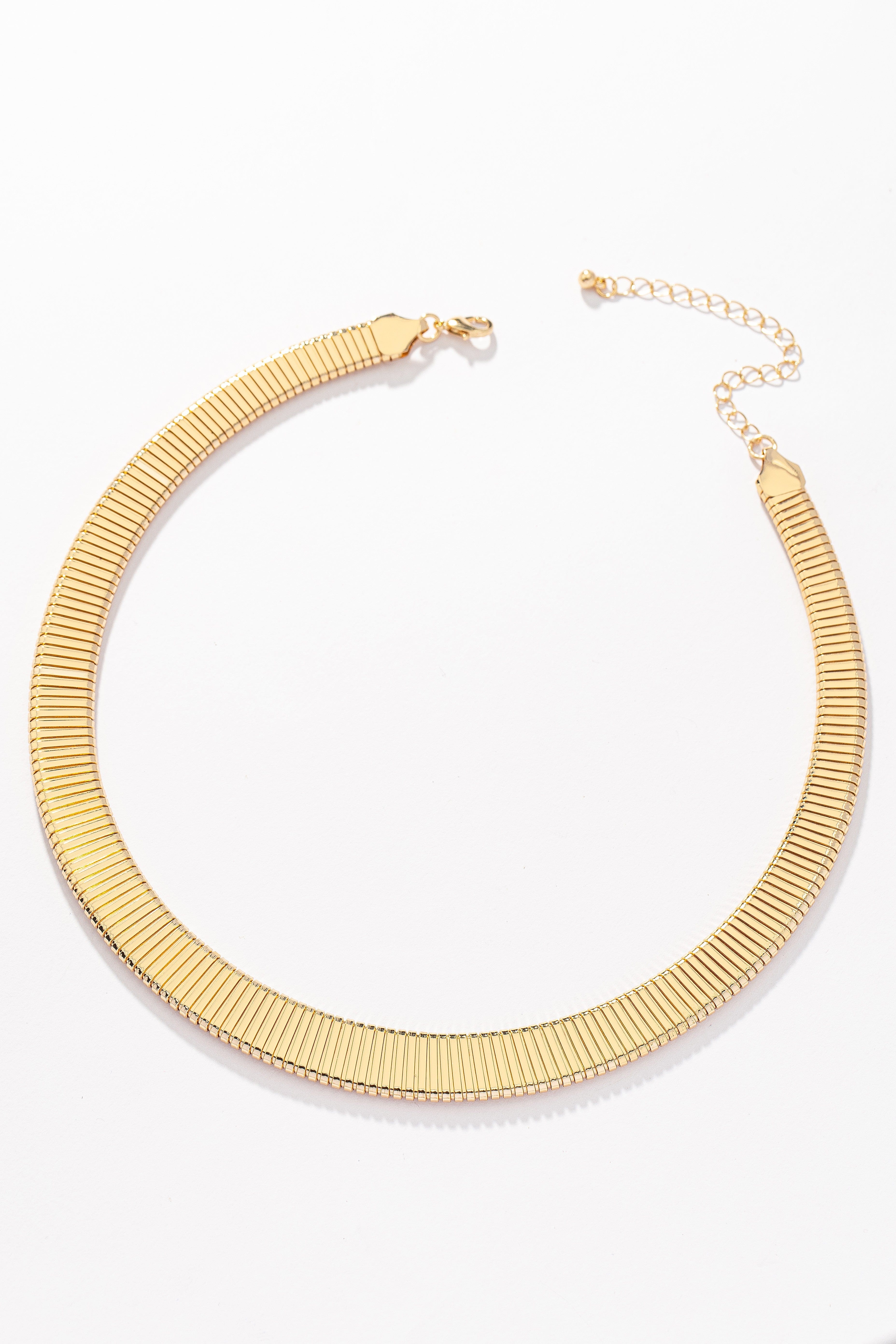 LA3accessories Jewelry - Necklaces Flat Wide Snake Chain Tapered Choker Necklace In Gold 79326966